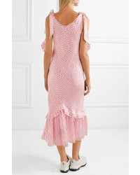 Maggie Marilyn You Can Hold Your Own Ruffled Polka Dot Silk Satin Dress