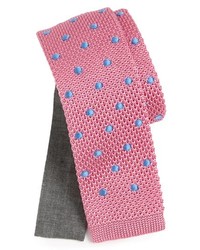 Edit by The Tie Bar Polka Dot Knit Silk Tie Pink Regular