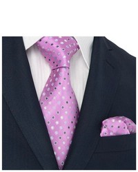 TheDapperTie Pink Polka Dots 100% Silk Tie 10r