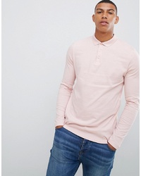 ASOS DESIGN Long Sleeve Jersey Polo In Pink