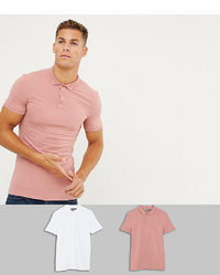 ASOS DESIGN Muscle Fit Short Sleeve Jersey Polo 2 Pack Save
