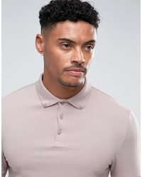 Asos Muscle Polo In Jersey With Button Down Collar In Pink