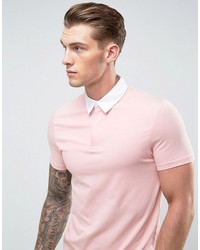 Asos Muscle Rugby Polo Shirt In Pink
