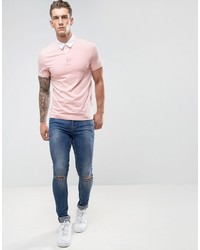 Asos Muscle Rugby Polo Shirt In Pink
