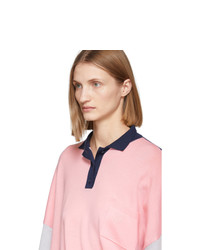 Loewe Pink And Navy Wool Oversized Long Sleeve Polo