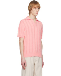 System Pink Open Placket Polo