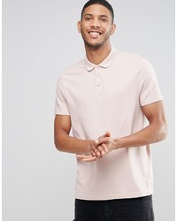 Asos Pique Polo In Skater Fit In Pink