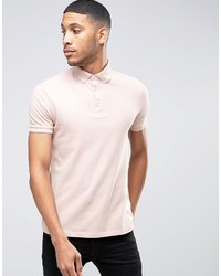 Asos Polo Shirt With Button Down Collar In Pink