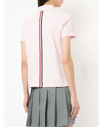 Thom Browne Relaxed Fit Short Sleeve Polo With Center Back Red White And Blue Stripe In Classic Pique