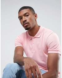Pull&Bear Short Sleeve Polo In Pink