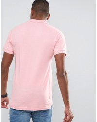 Pull&Bear Short Sleeve Polo In Pink