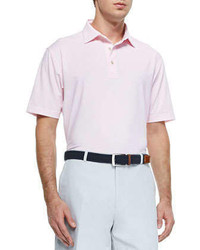 Peter Millar Striped Short Sleeve Jersey Polo Shirt Whitepink