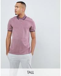 Ted Baker Tall Polo Shirt With Contrast Print Collar In Pink