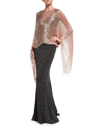Talbot Runhof Hint Sequined Poncho Oyster