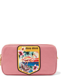 Miu Miu Printed Textured Leather Camera Bag Pink