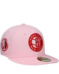 New Era Pink Brooklyn Nets Candy Cane 59fifty Fitted Hat