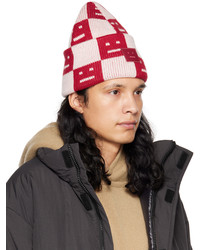 Acne Studios Red Pink Checkerboard Beanie