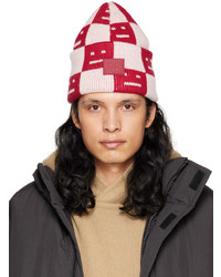 Acne Studios Red Pink Checkerboard Beanie