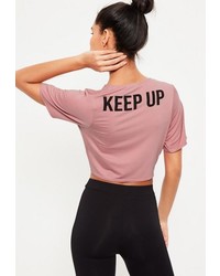 Missguided Active Pink Keep Up Graphic Tie Sports Top