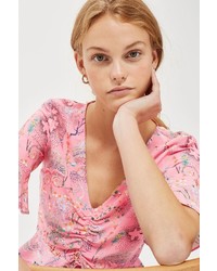 Topshop Ruched Front Magical Print Top