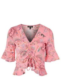 Topshop Ruched Front Magical Print Top