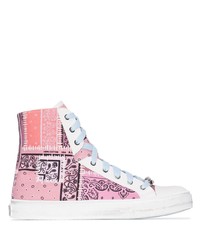 Pink Print Canvas High Top Sneakers