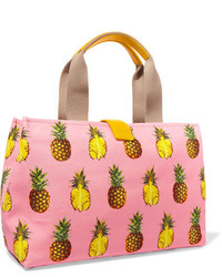 Dolce & Gabbana Leather Trimmed Printed Canvas Tote Pink