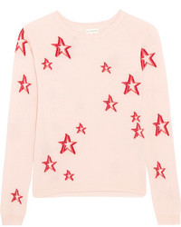 Chinti and Parker 3d Star Cashmere Sweater Pink