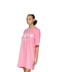 MSGM Pink Artist Logo T Shirt Dress