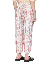 South2 West8 White Red Graphic Trousers