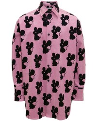 Pink Print Corduroy Long Sleeve Shirt