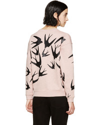 MCQ Alexander Ueen Pink Glitter Swallow Print Sweatshirt