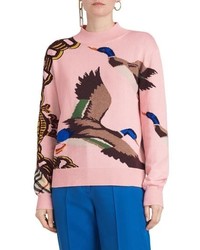 Burberry Deckers Intarsia Duck Cotton Blend Sweater