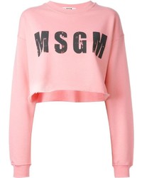 MSGM Logo Print Cropped Sweatshirt