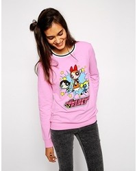 Asos Sweatshirt With Powerpuff Girl Print Pink