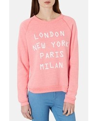 Topshop Cities Graphic Raglan Sleeve Sweatshirt Pink 2