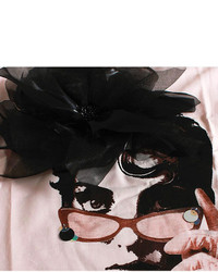 Choies 3d Flower Charactar Print T Shirt