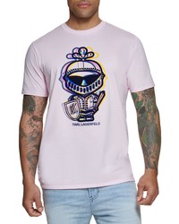 KARL LAGERFELD PARIS Armor Cotton Graphic Tee In Pink At Nordstrom