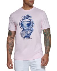 KARL LAGERFELD PARIS Armour Cotton Graphic Tee In Pink At Nordstrom