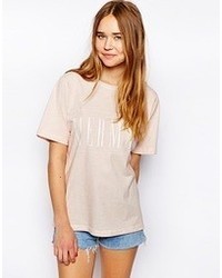 Asos T Shirt With Mermaid Print In Wash Pink