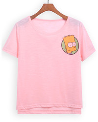 Dip Hem Simpson Print T Shirt
