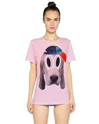 Dog Printed Cotton T Shirt