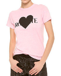 Romwe Heart And Letters Print Pink T Shirt