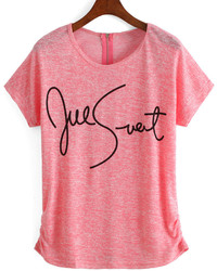 Letter Print Pink T Shirt