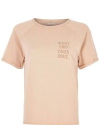 River Island Light Pink Soul Print Sweat T Shirt