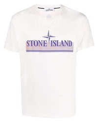 Stone Island Logo Print Cotton T Shirt