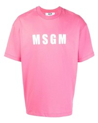 MSGM Logo Print Cotton T Shirt