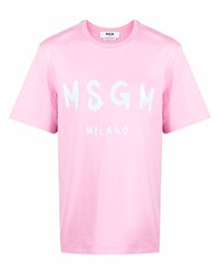 MSGM Logo Print Crewneck T Shirt