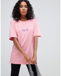 Weekday Organic Cotton Statet T Shirt In Pink