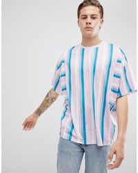 ASOS DESIGN Oversized T Shirt With Pastel Vertical Stripe And Panel Detail